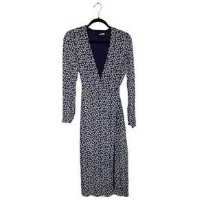 Reformation Dara Georgette Wrap Dress Mini Floral Blue  Size Medium